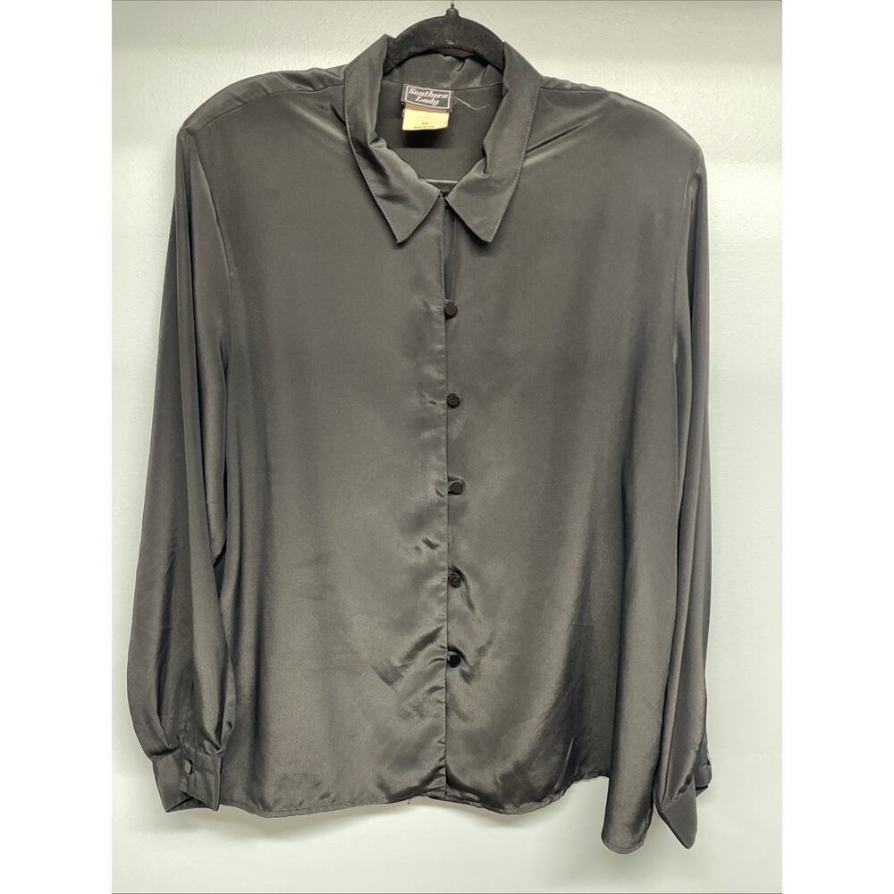 Southern Lady - Women’s Long Sleeve Black Button-up Blouse - Size 20